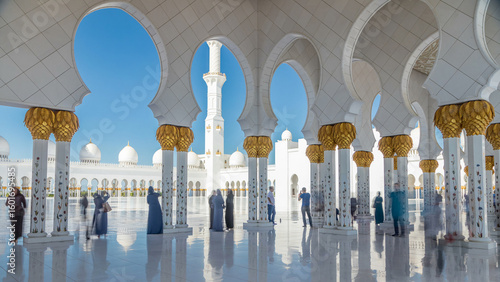 Fotografie Sheikh Zayed Grand Mosque timelapse in Abu Dhabi, the capital city of United Ara