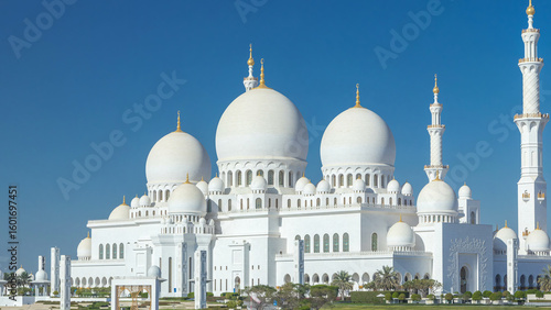 Fotografie Sheikh Zayed Grand Mosque timelapse in Abu Dhabi, the capital city of United Ara