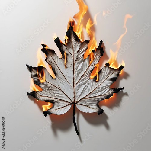 Burning Maple Leaf — Nature in Flames