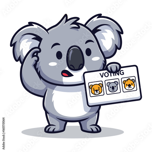 Cartoon Koala Encouraging Voting Cute Australian Animal Political Participation Illustration
