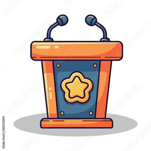 Illustration of a podium with microphones perfect for presentations and public speaking icon