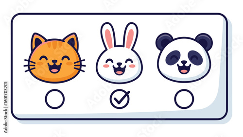 Wallpaper Mural Cute Animal Cartoon Character Selection with Checkmark on Tablet Screen Vector Illustration Torontodigital.ca