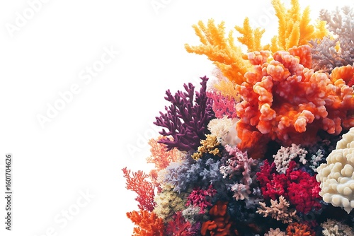 Colorful coral reef with vibrant marine life and diverse coral formations in ocean depths
