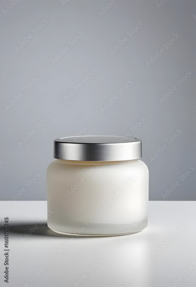 Cosmetic Cream Jar on a White Surface Product Photography, Clean and Minimalist Design Cosmetic Cream Jar on a White Surface Product Photography, Clean and Minimalist Design