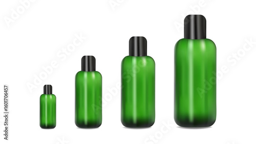 Realistic jar and tube for cream shampoo. Color green. For advertising presentation and website. Layout poster packaging concept beauty blog online store. Vector illustration.