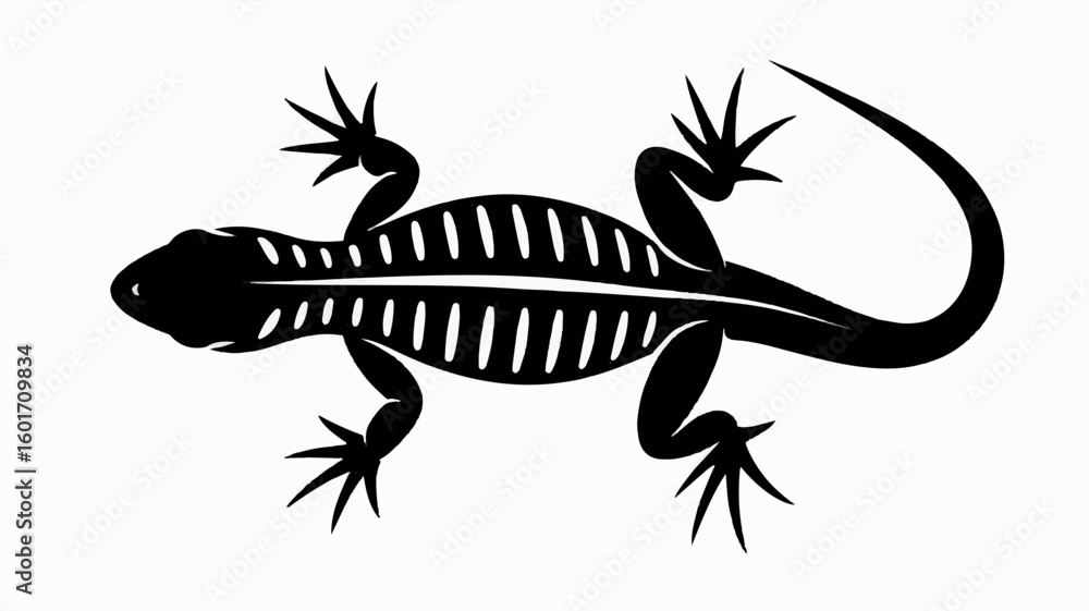 Naklejka premium Elegant black and white lizard silhouette illustration on a clean white background