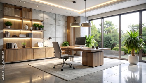 Wallpaper Mural Working From Home Office Interior Design with Desk and Chair Torontodigital.ca