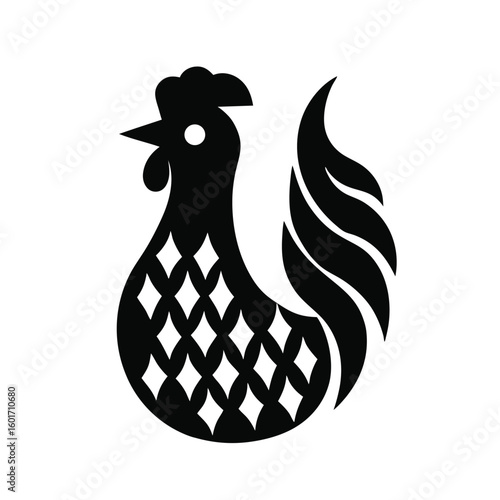 Black and White Chicken Vector