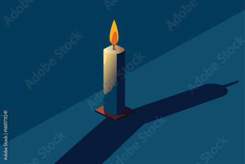 Witch shaped candle flame in haunted house setting vector illustration