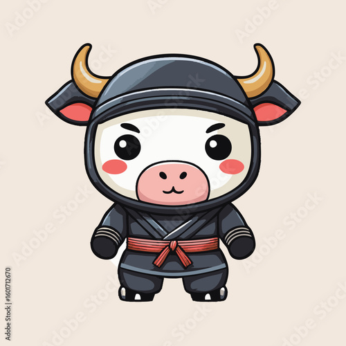Cute Ninja Cow