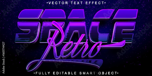  Vintage Retro Space Galaxy Rocket SciFi Cosmic Style Design Vector Fully Editable Smart Object Text Effect