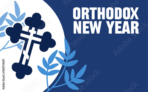 Happy Orthodox New Year with a beautiful night sky background