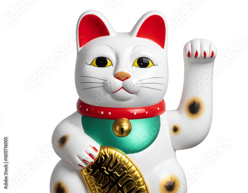 Wallpaper Mural Japanese Maneki-neko lucky cat statue in white with gold coin, isolated on a transparent background Torontodigital.ca