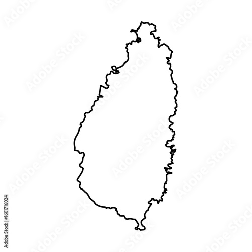 Vector Illustration of Outline Map of Saint Lucia in black with white background.