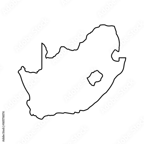 Vector Illustration of Outline Map of South Africa in black with white background.