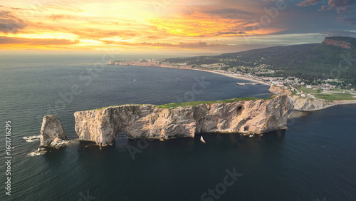  Aerial view of Rocher Percé in Gaspésie