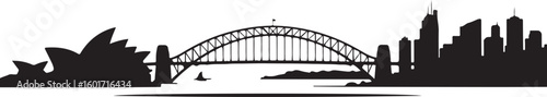 Sydney skyline silhouette vector iconic landmarks black and white