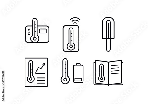 straight perfect stroke icon mono icons style isolated thermometer data logr module thermometer wireless transmitter thermometer ambient shield cap thermometer base verification chart