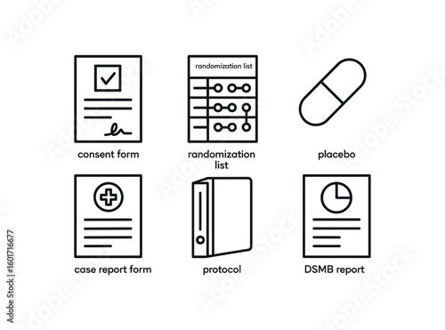 straight perfect stroke icon mono icons style isolated clinical trial consent form template clinical trial randomization list clinical trial placebo capsule clinical trial case report form