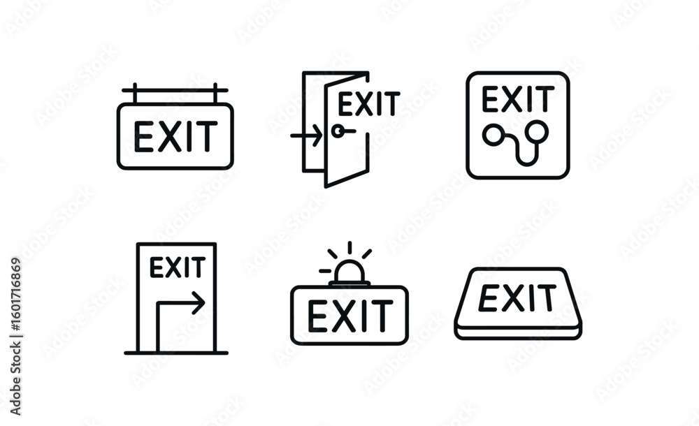Fototapeta premium straight perfect stroke icon mono icons style isolated eit signboard panel eit door handle eit route map eit corridor indicator eit emerncy eit threshold mat