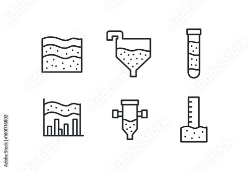 straight perfect stroke icon mono icons style isolated sediment deposit layer sedimentation tank unit sediment core sample sediment lysis chart sediment filter trap sediment depth gau