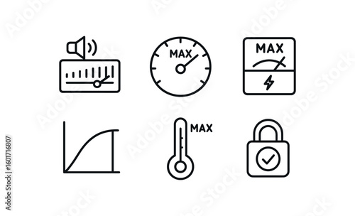 straight perfect stroke icon mono icons style isolated maimum amplitude meter maimum speedometer maimum output module maimum efficiency curve maimum temperature dial maimum safety buffer