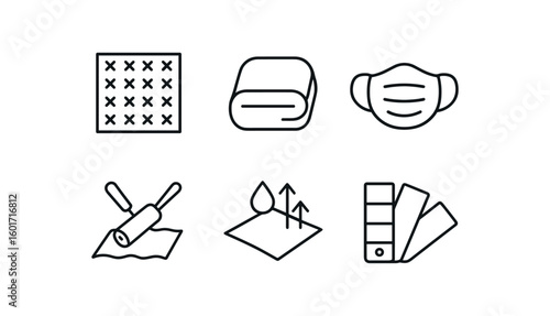 straight perfect stroke icon mono icons style isolated fabric pattern design fabric upholstery pad fabric mask filter fabric smoothing roller fabric moisture wicking fabric color chart