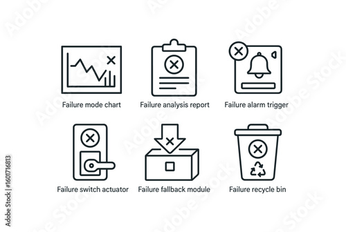straight perfect stroke icon mono icons style isolated failure mode chart failure lysis report failure trigr failure switch actuator failure fallback module failure recycle bin