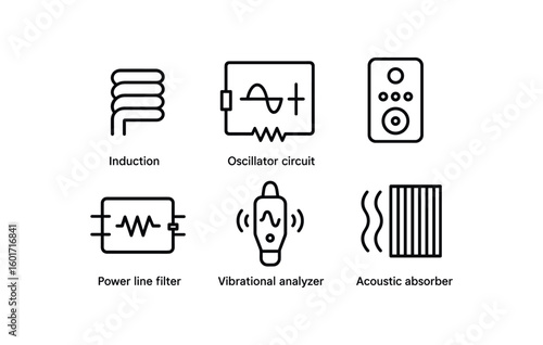 straight perfect stroke icon mono icons style isolated hum induction coil hum oscillator circuit hum ambient recorder hum power filter hum vibrational lyzer hum acoustic absorber