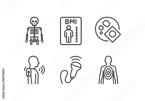 straight perfect stroke icon mono icons style isolated body skeleton model body mass inde chart body tissue sample body posture sensor body cavity probe body heat map