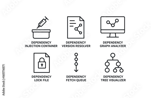 straight perfect stroke icon mono icons style isolated dependency injection container dependency version resolver dependency graph lyzer dependency lock file dependency fetch queue