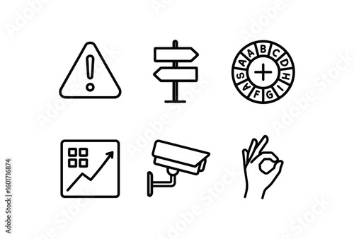 straight perfect stroke icon mono icons style isolated warning panel signpost arrow decoder ring pattern chart detection camera langua