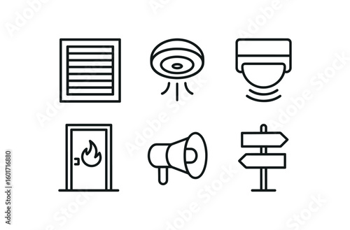 straight perfect stroke icon mono icons style isolated corridor ventilation grille corridor smoke detector corridor motion sensor corridor door corridor echo chamber corridor wayfinding