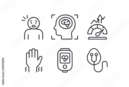 straight perfect stroke icon mono icons style isolated fear startle sensor fear amygdala scan fear cortisol spike meter fear tremor coil fear pulse oimeter fear GSR pad