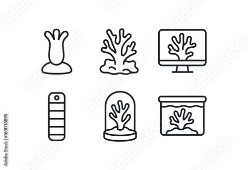straight perfect stroke icon mono icons style isolated coral polyp model coral reef fragment sample coral skeleton scan coral bleaching indicator strip coral growth chamber module coral