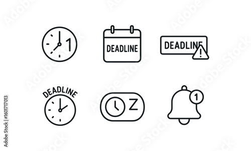 straight perfect stroke icon mono icons style isolated countdown timer due date calendar warning banner fiscal timestamp snooze button notification icon