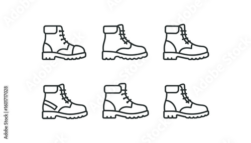 straight perfect stroke icon mono icons style isolated work steel toe cap work oil resistant sole work ankle support cuff work reflective strip work padded collar work slip resistant tread