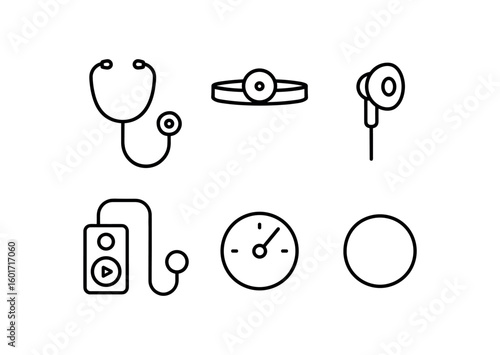 straight perfect stroke icon mono icons style isolated stethoscope sound amplifier stethoscope headband attachment stethoscope acoustic filter stethoscope recording module stethoscope