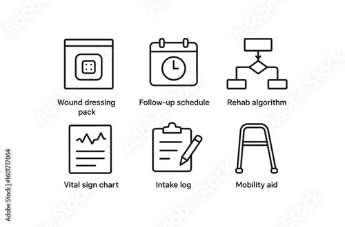 straight perfect stroke icon mono icons style isolated recovery period wound dressing pack recovery period follow schedule recovery period rehab algorithm recovery period vital chart
