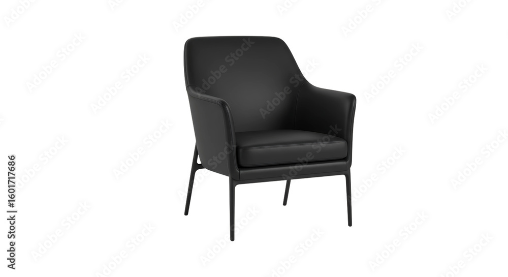 Modern Black Armchair with Sleek Metal Legs Isolated on White or Transparent Png Modern Black Armchair with Sleek Metal Legs Isolated on White or Transparent Png