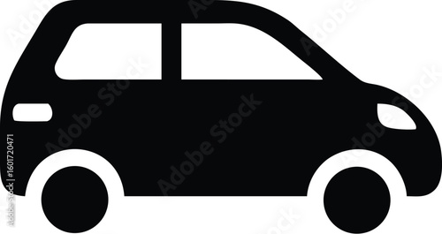 Car Side View Icon – Minimal Filled Vehicle Symbol for Transport, Auto Design, and Ride-Sharing UI

