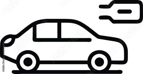 Electric Car Icon – Plugged-in Vehicle Side Vector for EV Charging, Clean Energy, and Eco Mobility

