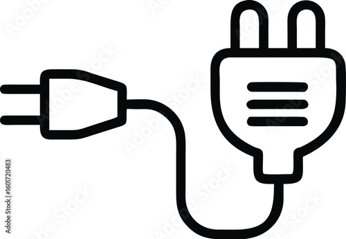 Electric Car Charging Cable Icon – EV Plug Symbol Vector for Eco Transport, Charging Station, and Green Mobility