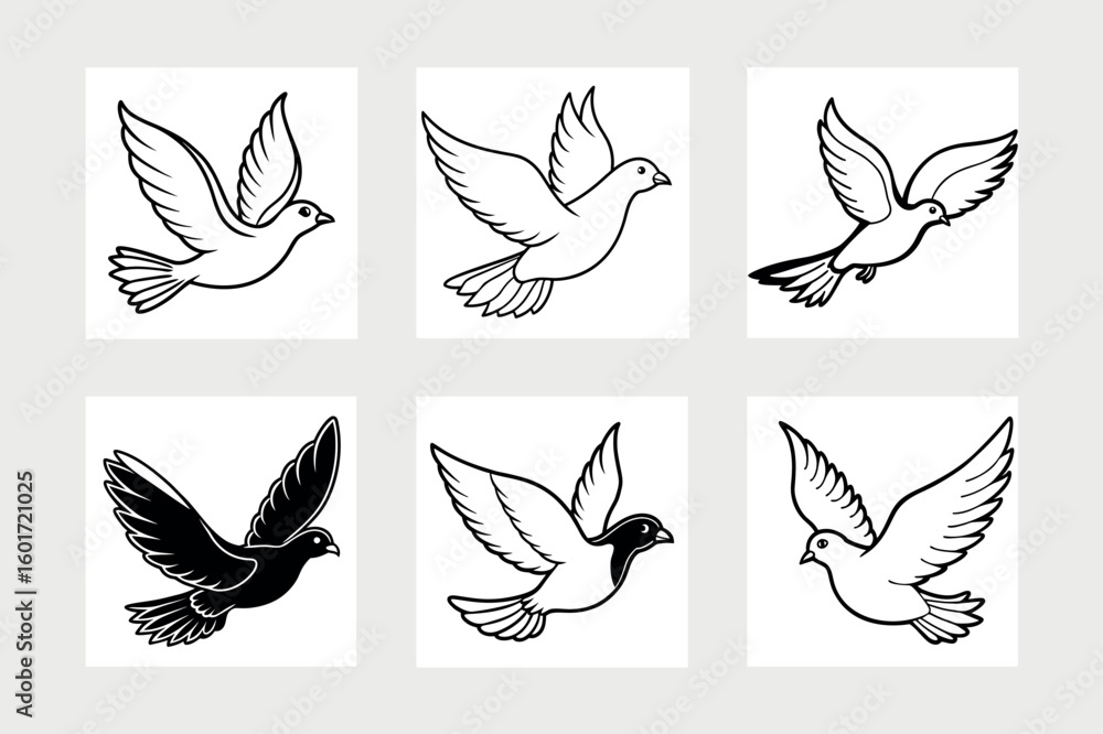 Fototapeta premium Flying dove vector illustration. 