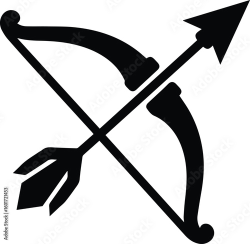 Bow and Arrow Icon Collection – Archery Silhouette Vector Set for Hunting, War, and Target Concept Design