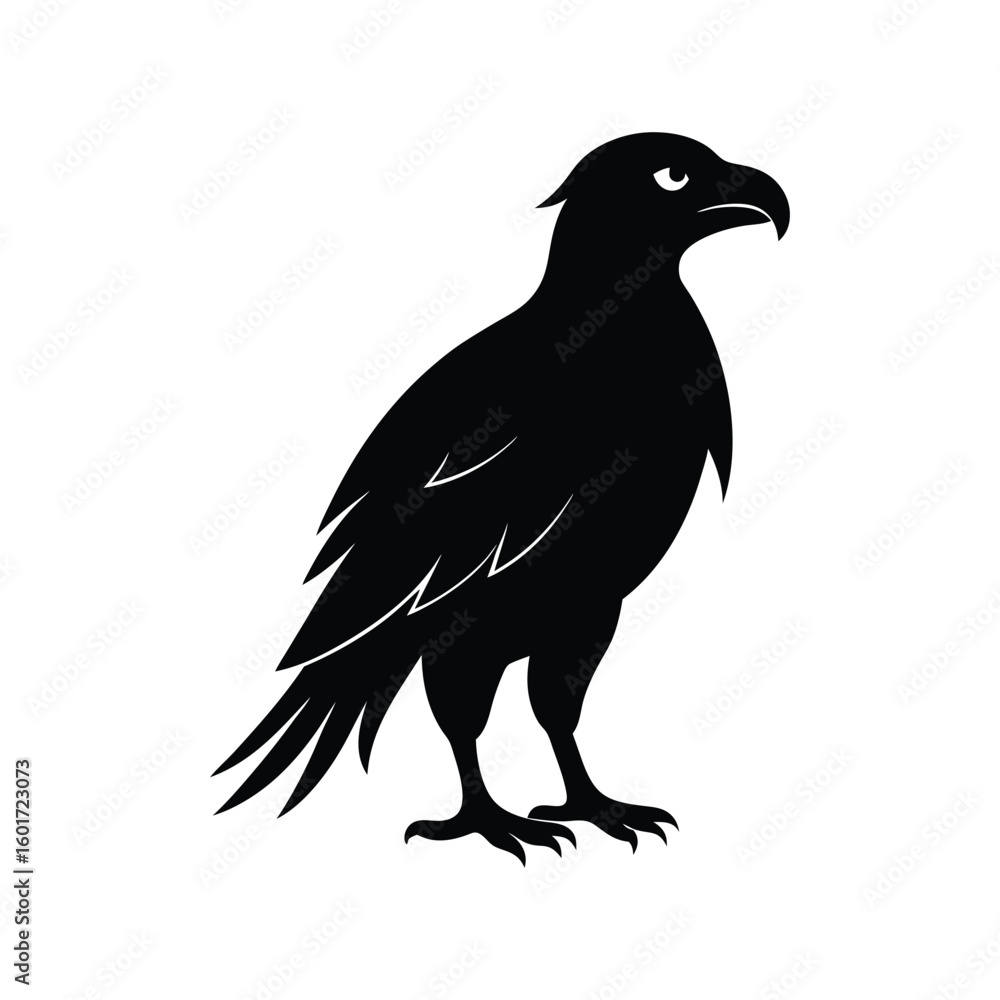 Fototapeta premium a buzzard bird full black silhouette vector illustration on white background