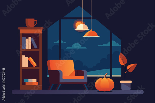 Creepy closet with glowing eyes and tattered clothes vector illustration