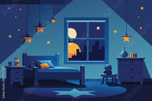 a child s bedroom with halloween decorations and g (1).eps
