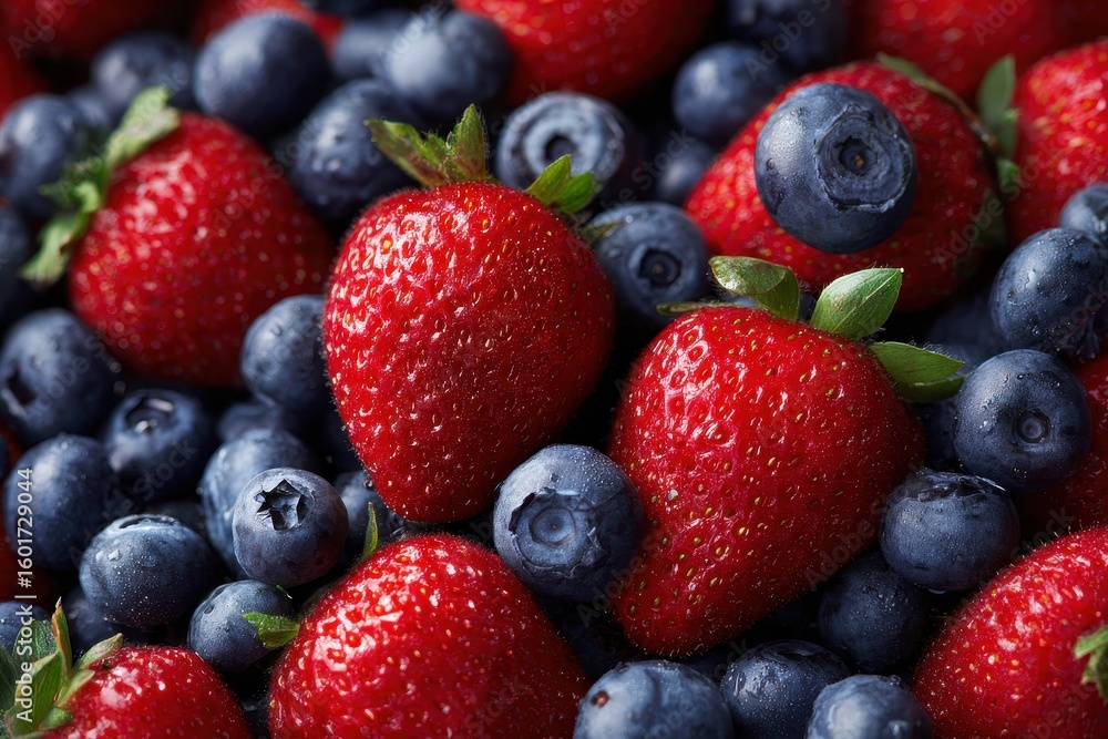 Obraz premium Berries Straw and Blue