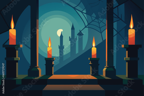 jack o lantern candle centerpiece vector illustration
